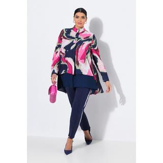 Ulla Popken Tunica Taglio Svasato Collo Alto Pieghe Decorative Maniche Lunghe  