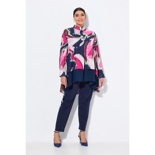 Ulla Popken Tunica Taglio Svasato Collo Alto Pieghe Decorative Maniche Lunghe  