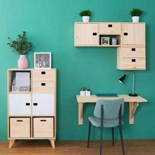 Calicosy Schreibtischblock mit 2 Schubladen aus massiver Kiefer - L36,2 x H36,2 cm  