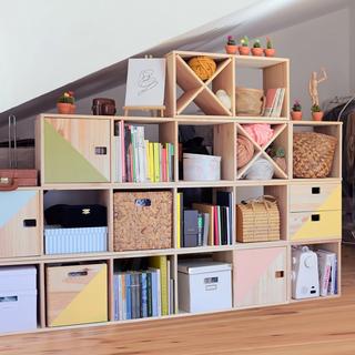 Calicosy Schreibtischblock mit 2 Schubladen aus massiver Kiefer - L36,2 x H36,2 cm  