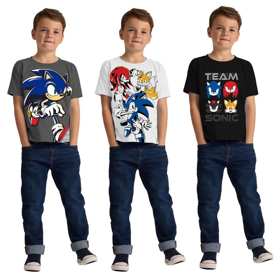 Sonic The Hedgehog  T-Shirts Motiftyle Personnages (Pack de trois) 