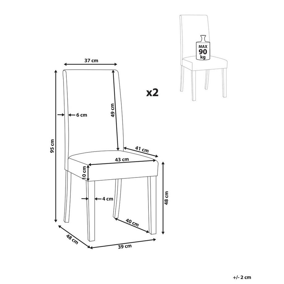 Beliani Esszimmerstuhl 2er Set aus Kunstleder  BROADWAY  