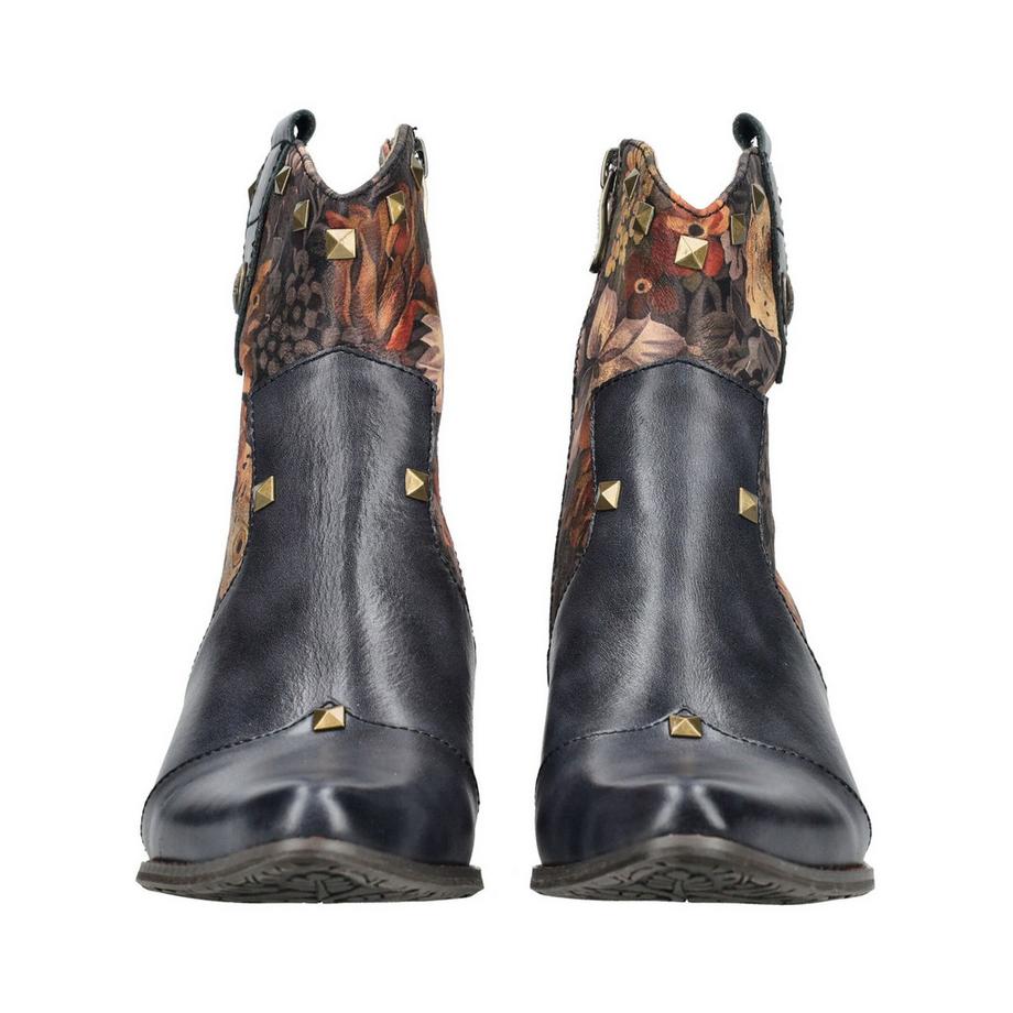 Laura Vita Floral bedruckte Stiefelette mit Nieten  