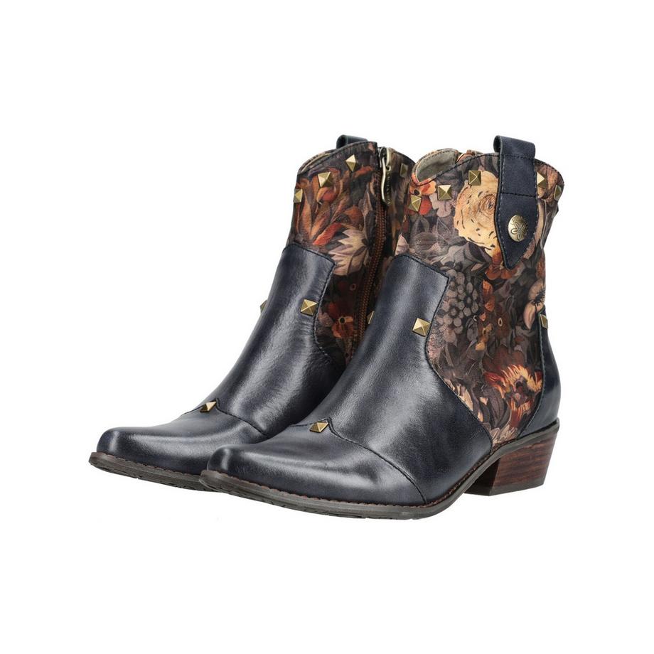Laura Vita Floral bedruckte Stiefelette mit Nieten  