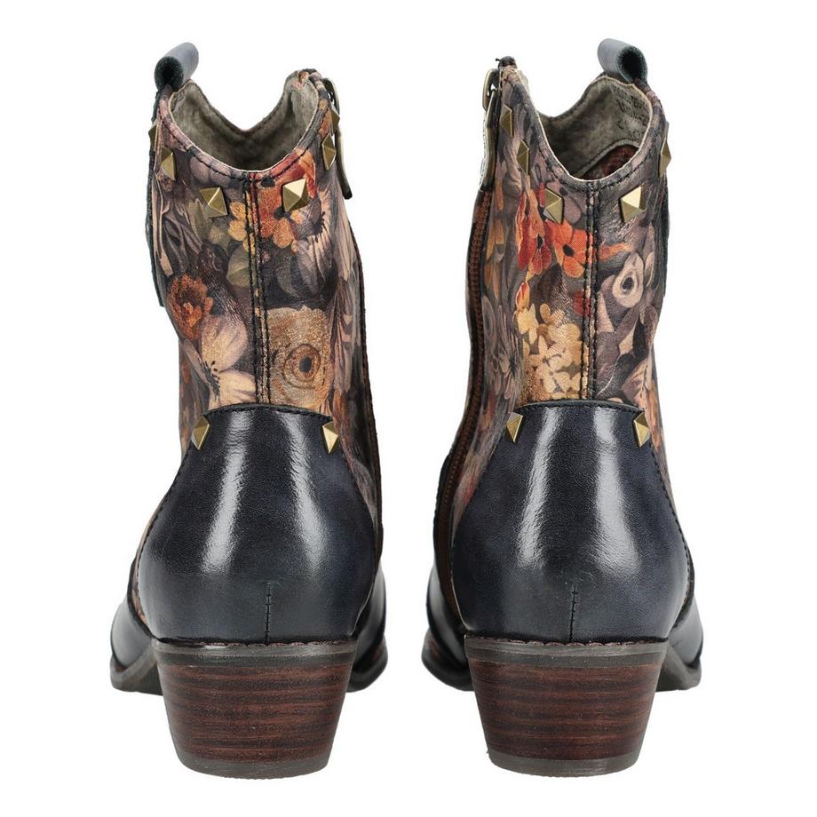 Laura Vita Floral bedruckte Stiefelette mit Nieten  