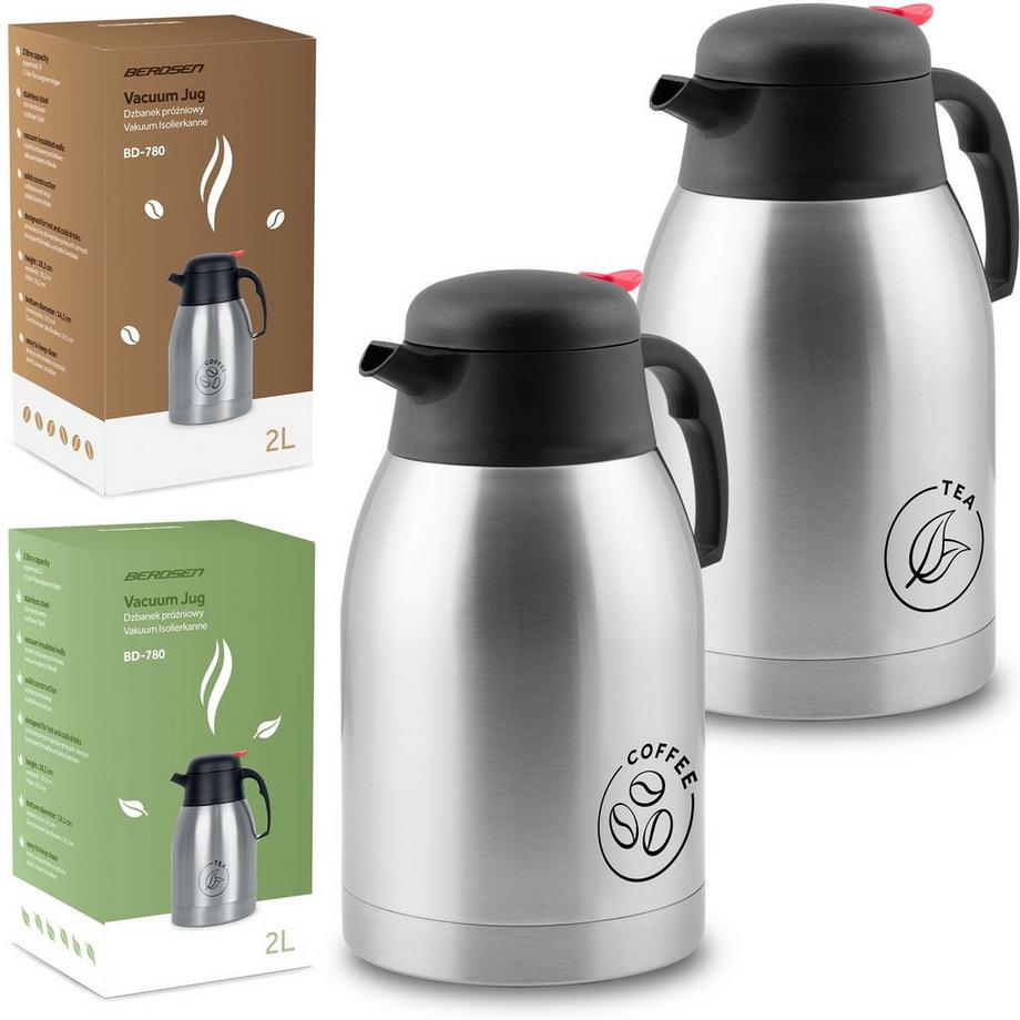 Ensemble de 2 pichets isothermes pour café et thé, 2 litres, Berdsen BD-780