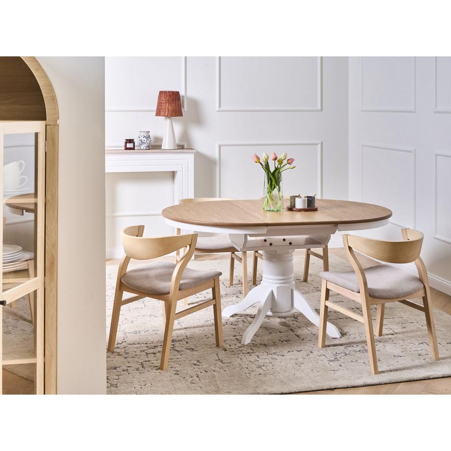 Beliani Table de salle à manger extensible en Bois d'hévéa  AKRON  