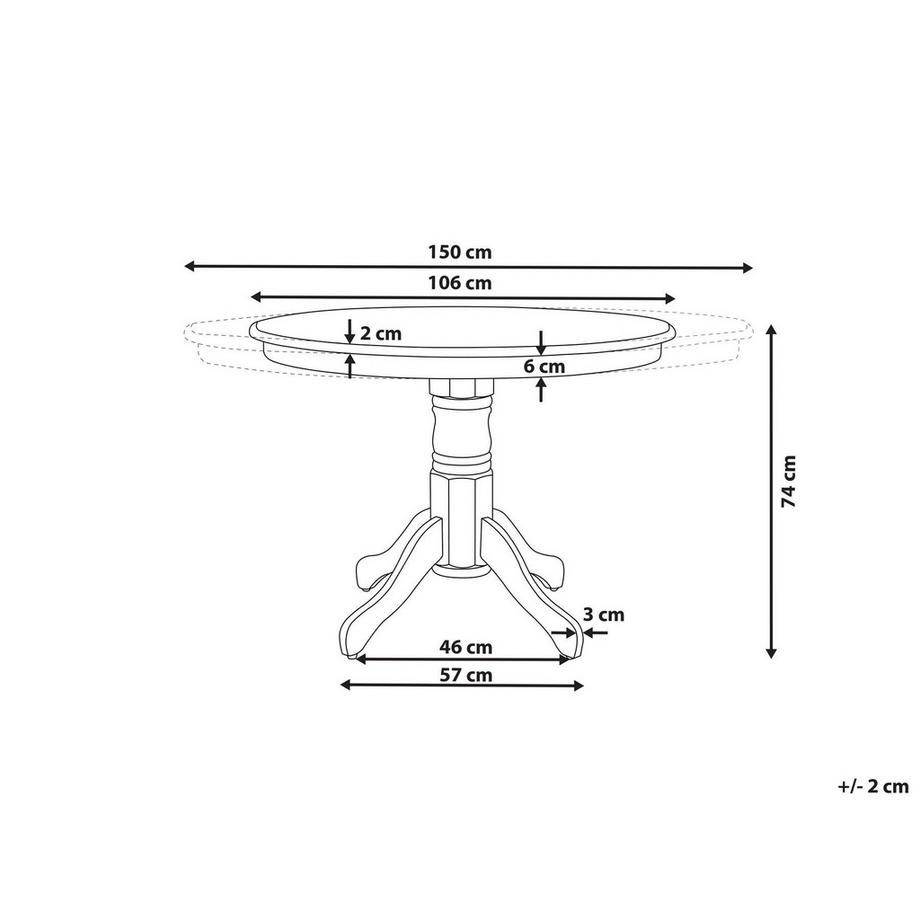 Beliani Table de salle à manger extensible en Bois d'hévéa  AKRON  