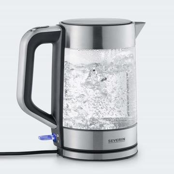 Severin WK 3420 bollitore elettrico 1,7 L 2200 W Nero, Acciaio inossidabile, Trasparente