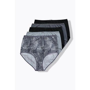 Maxislips, 5er-Pack, Animal/einfarbig, High Waist