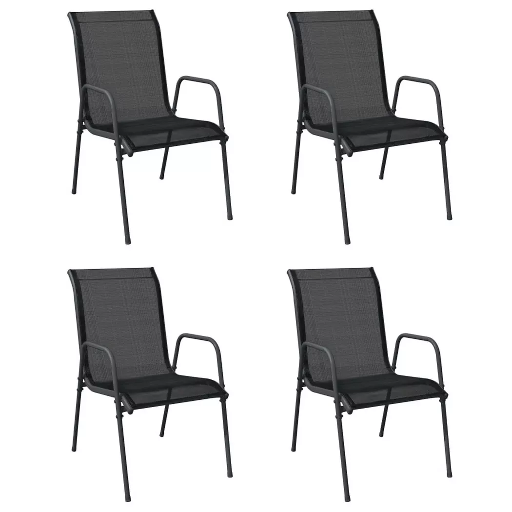 VidaXL - Gartenstuhl stahl, One Size, Schwarz