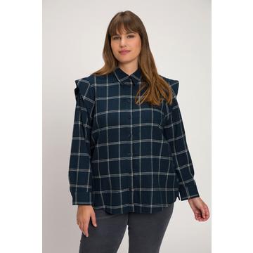 Blusa a quadri in cotone biologico con colletto da camicia e maniche lunghe