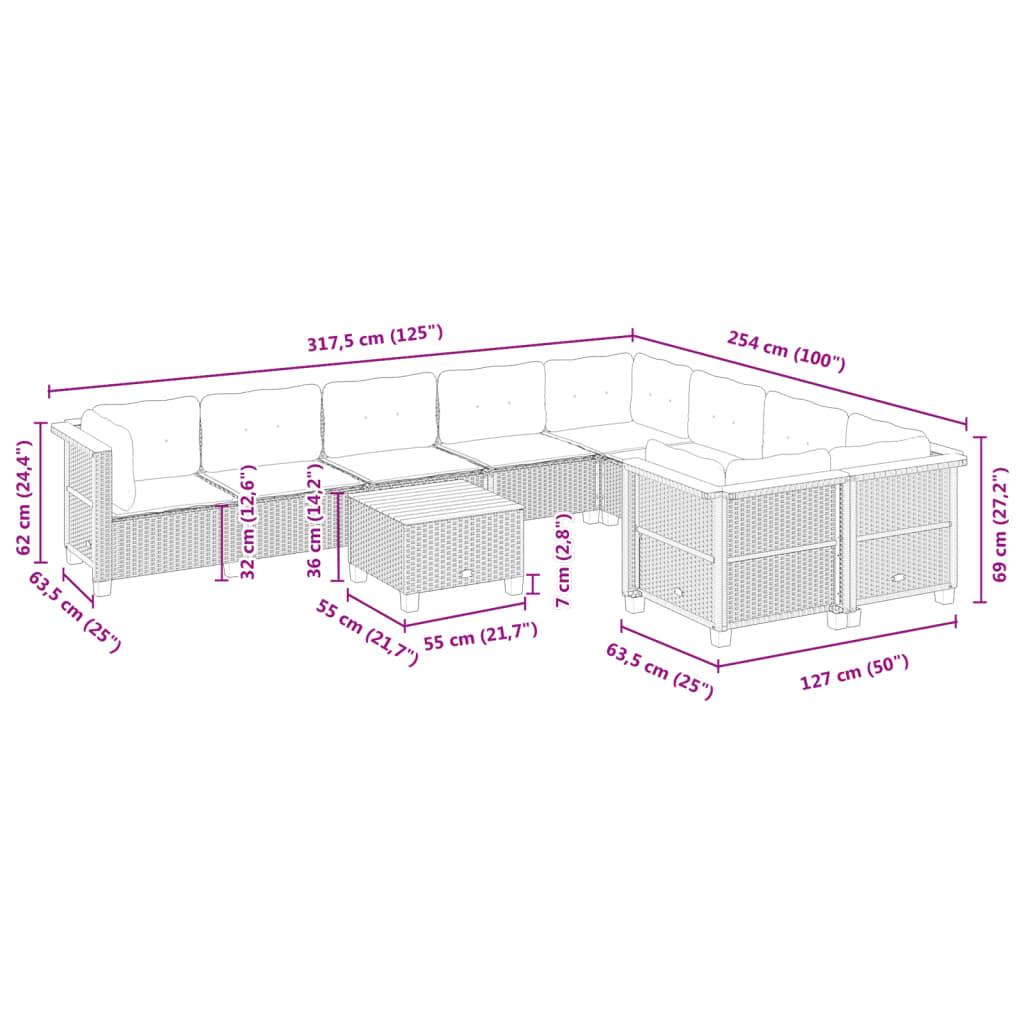 VidaXL set divano da giardino Polirattan  