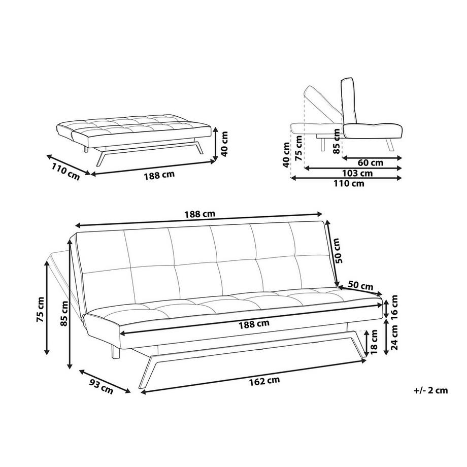 Beliani Schlafsofa aus Stoff Retro LEEDS  