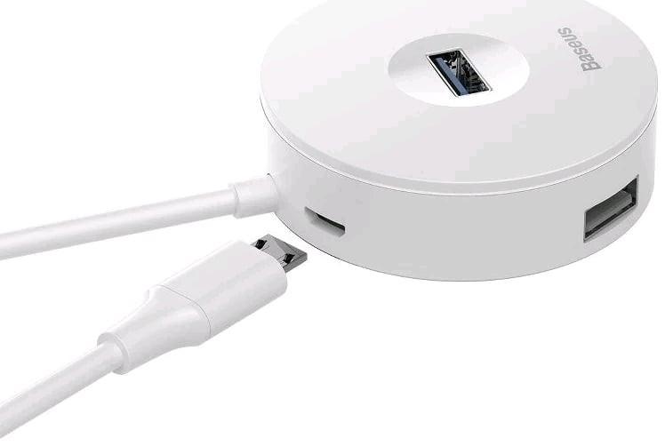 Baseus  CAHUB-F02 - Hub 4in1 USB to USB 3.0 + 3x USB 2.0 15cm, Weiss 
