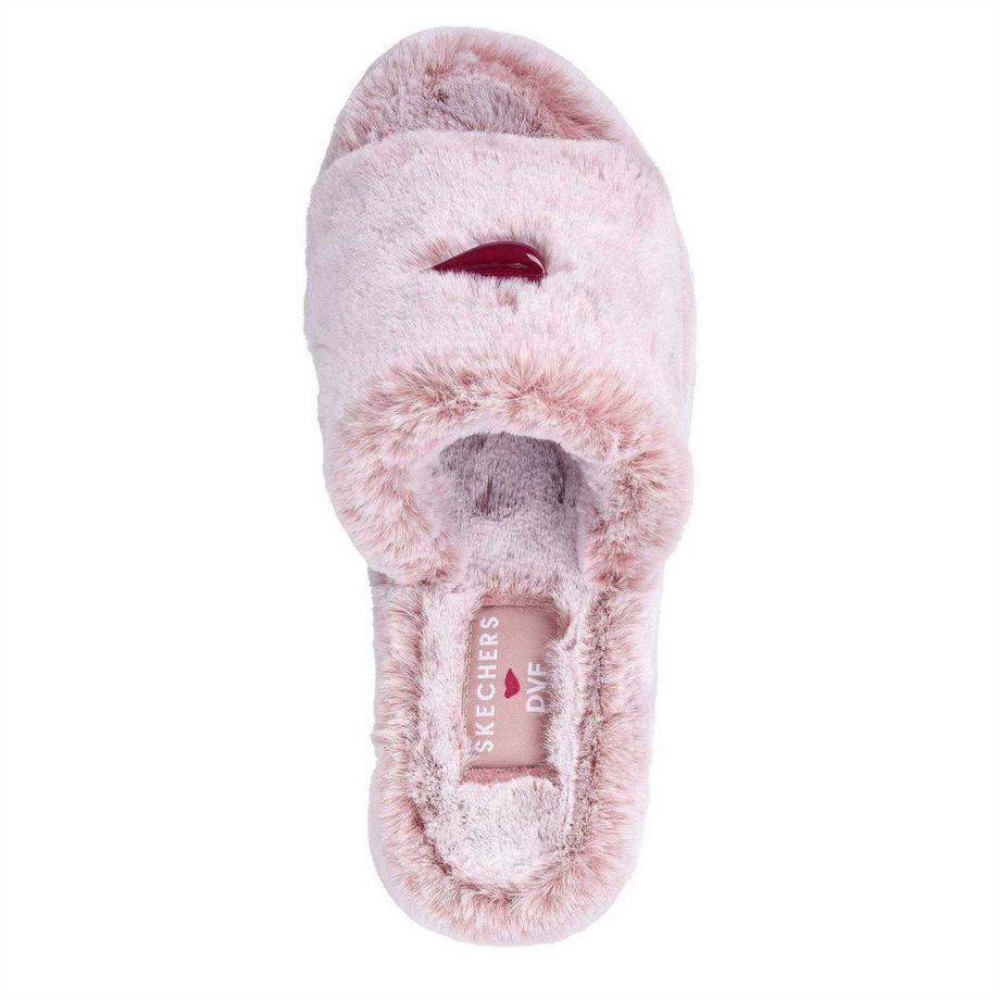 SKECHERS Cozy Hausschuhe mit Kunstfell und Keilabsatz  