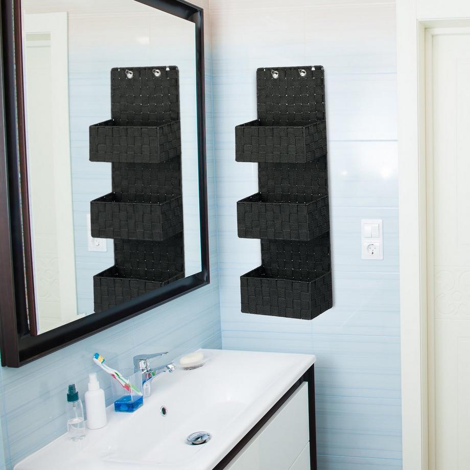 B2X Rangement suspendu en tissu avec 3 paniers  