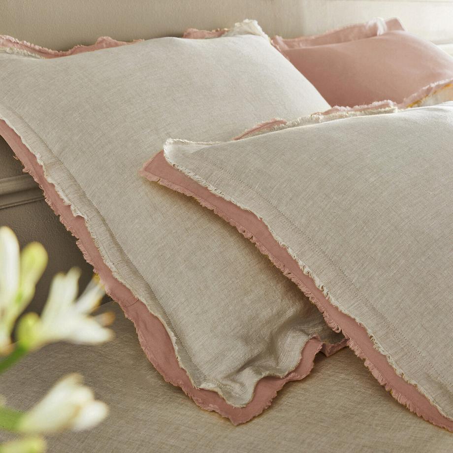 AM.PM Alhanasia Bettdeckenbezug gewaschenes Leinen doppelte Fransen  
