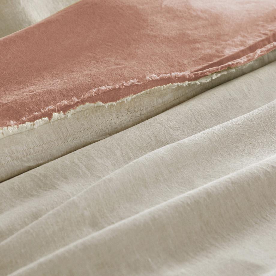 AM.PM Alhanasia Bettdeckenbezug gewaschenes Leinen doppelte Fransen  