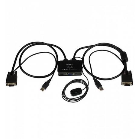 STARTECH  StarTech.com Switch Commutatore KVM USB VGA a 2 porte - Alimentato via USB con pulsante di commutazione a distanza 