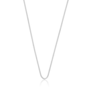 Collier gourmette or blanc 750, 1.4mm, 55cm