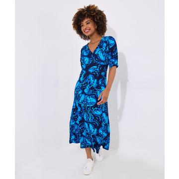 Knielanges Jersey-Kleid mit Schmetterlingsblüten