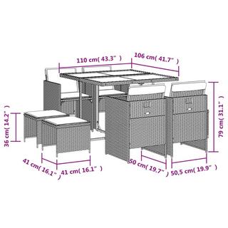 VidaXL Ensemble de salle à manger de jardin rotin synthétique  