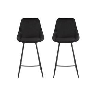 Vente-unique Lot de 2 tabourets de bar Velours MASURIE  