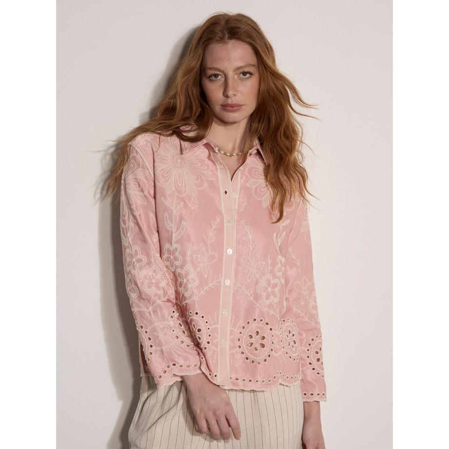 Bluse mit Blumenstickerei