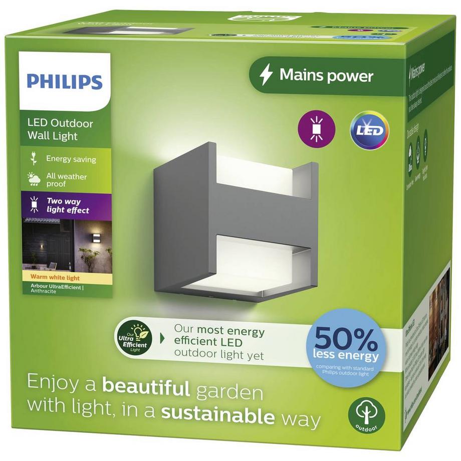 Philips Lighting Arbour  LED-Außenwandleuchte LED 3.8 W Anthrazit  