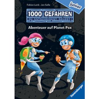 1000 Gefahren junior - Abenteuer auf Planet Pax (Erstlesebuch mit 'Entscheide selbst'-Prinzip für Kinder ab 7 Jahren) Lenk, Fabian; Saße, Jan (Illustrationen) Couverture rigide 