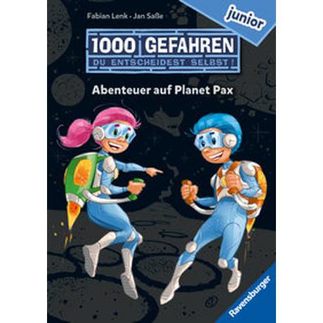 1000 Gefahren junior - Abenteuer auf Planet Pax (Erstlesebuch mit 'Entscheide selbst'-Prinzip für Kinder ab 7 Jahren) Lenk, Fabian; Saße, Jan (Illustrationen) Couverture rigide 