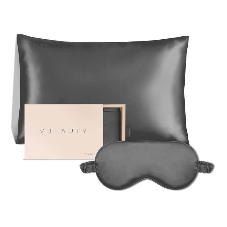 VBEAUTY VBEAUTY Set copricuscino/maschera in seta Antracite  