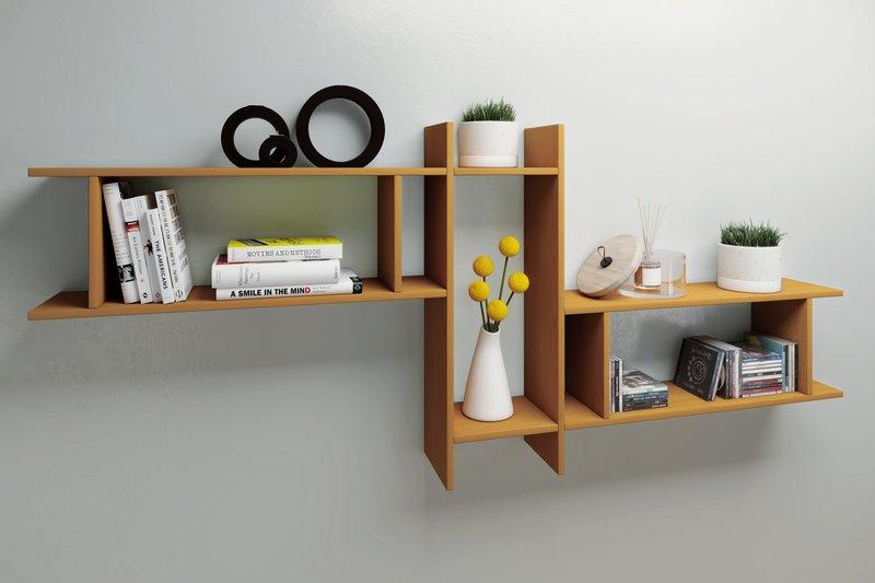 VCM Holzregal hängend | platzsparendes Regal | Maße: H. 80 x B. 188 x T. 20 cm | Elegantes Regal hängend | Aufbewahrungsregal | Bücherregal | Wandboard -  