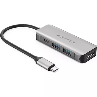 HYPER  HD41-GL laptop-dockingstation & portreplikator USB 2.0 Type-C Schwarz, Grau 