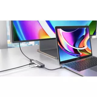 HYPER  HD41-GL laptop-dockingstation & portreplikator USB 2.0 Type-C Schwarz, Grau 