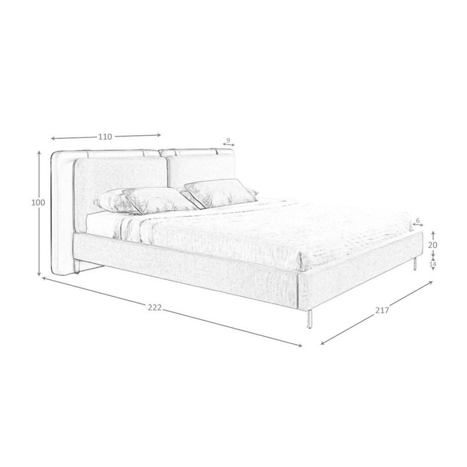 ANGEL CERDA Lit en similicuir vison et tissu gris  