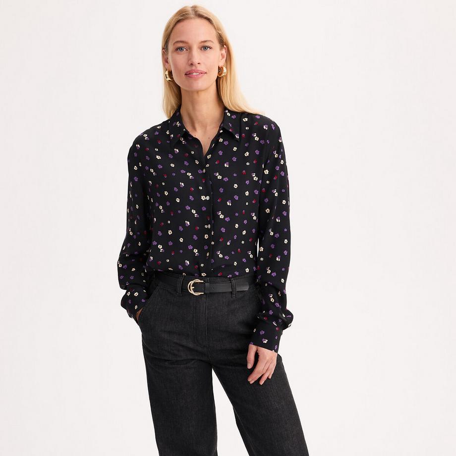 Chemise imprimé floral manches longues en viscose
