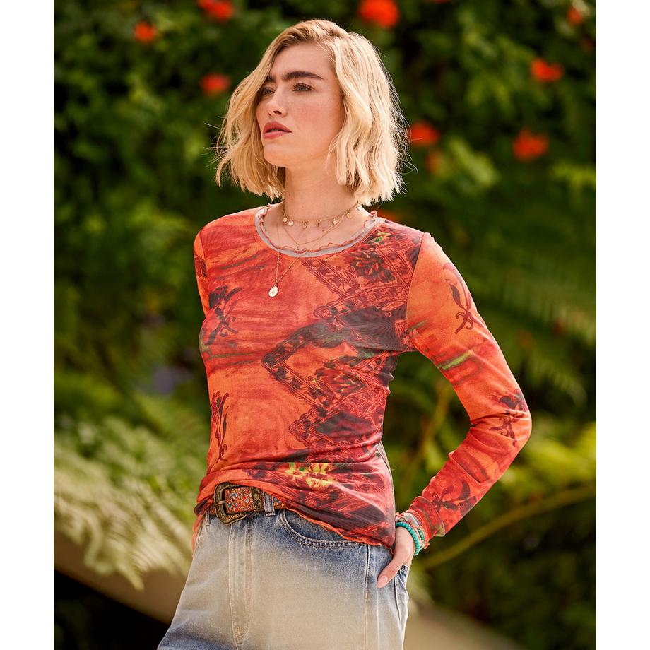 Joe Browns Netzstoff Oberteil Lagenoptik mit Muster  