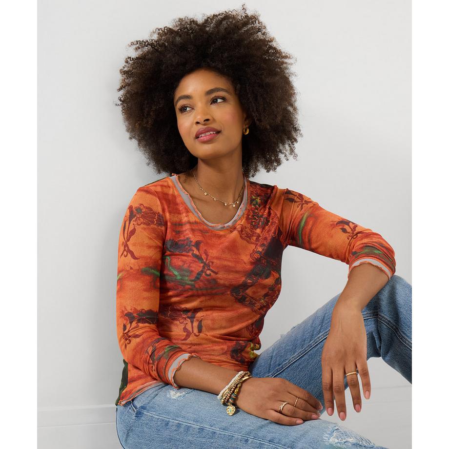 Joe Browns Netzstoff Oberteil Lagenoptik mit Muster  