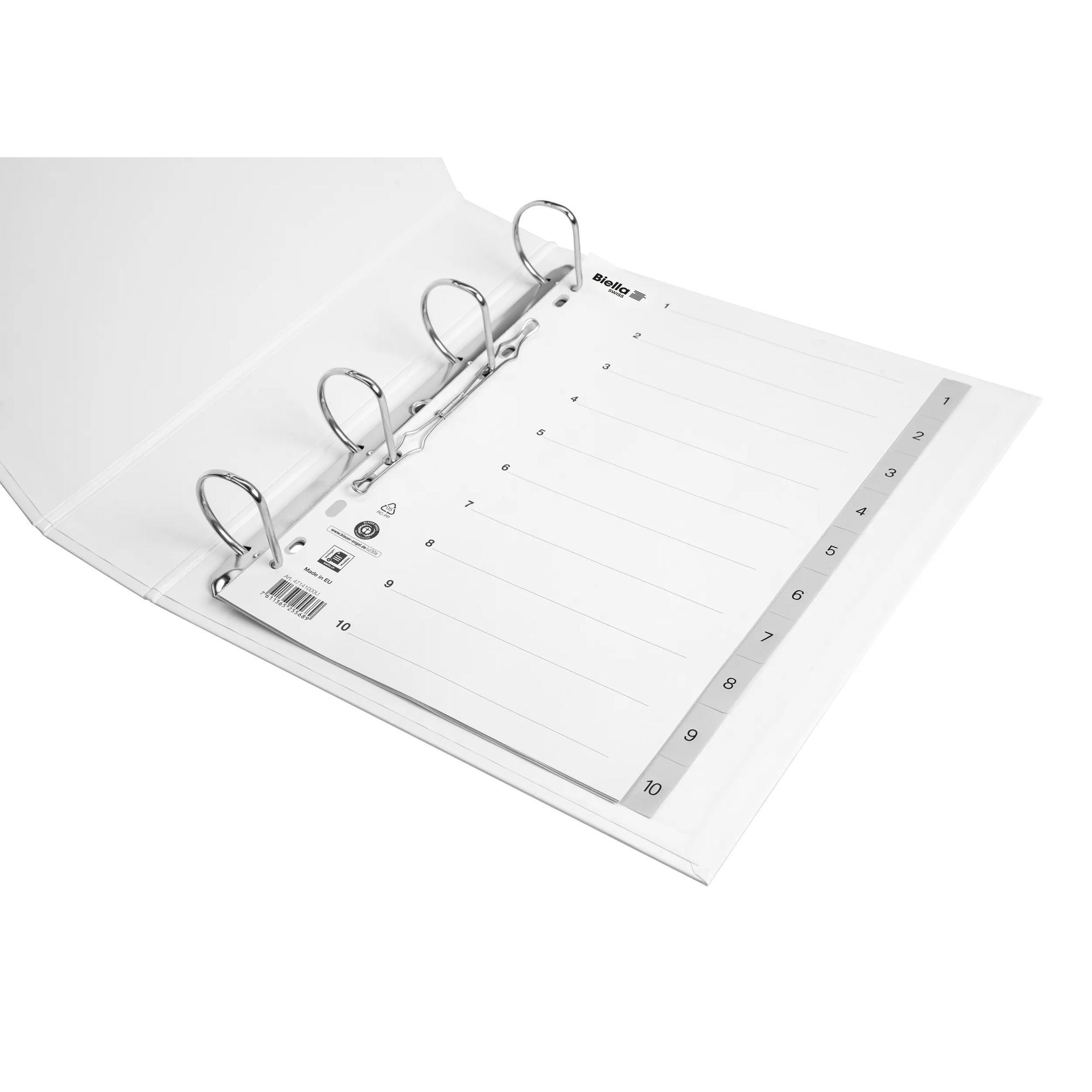 Biella BIELLA Register PP grau A4 471410.00 1-10, Vollformat  
