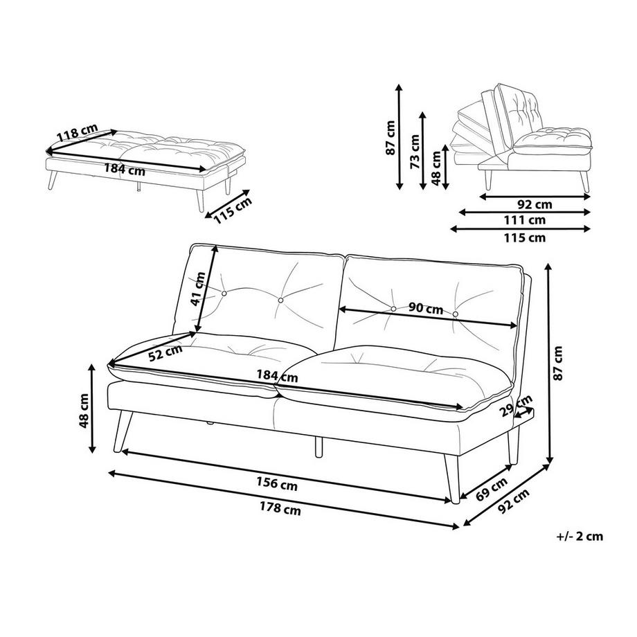Beliani Schlafsofa aus Stoff Retro YILA  