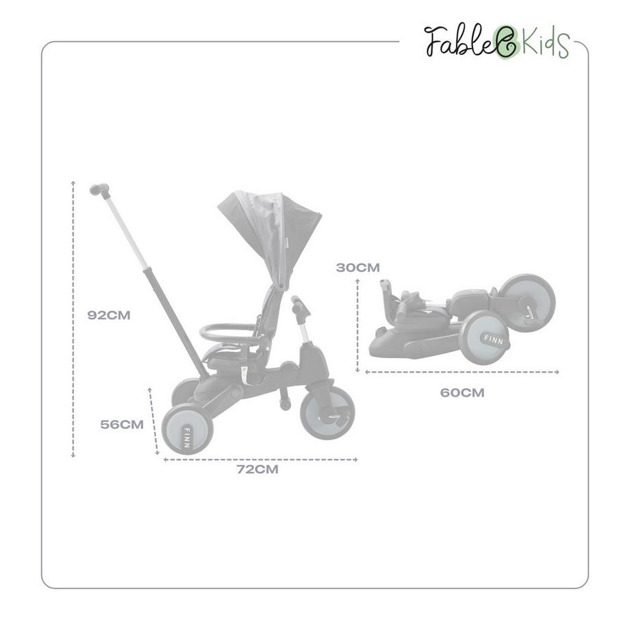 FableKids  Triciclo 7in1 Bambini Triciclo Bambini Manubrio Bicicletta Carrozzina 