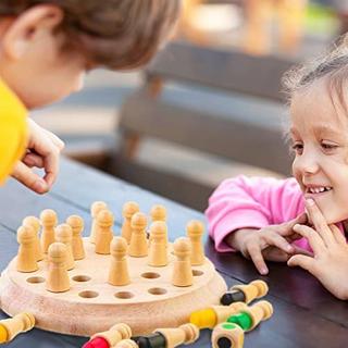 Activity-board  Jouet d'apprentissage des échecs à mémoire, bois d'échecs à mémoire, jeu de mémoire, améliore la mémoire et la perception des couleurs 