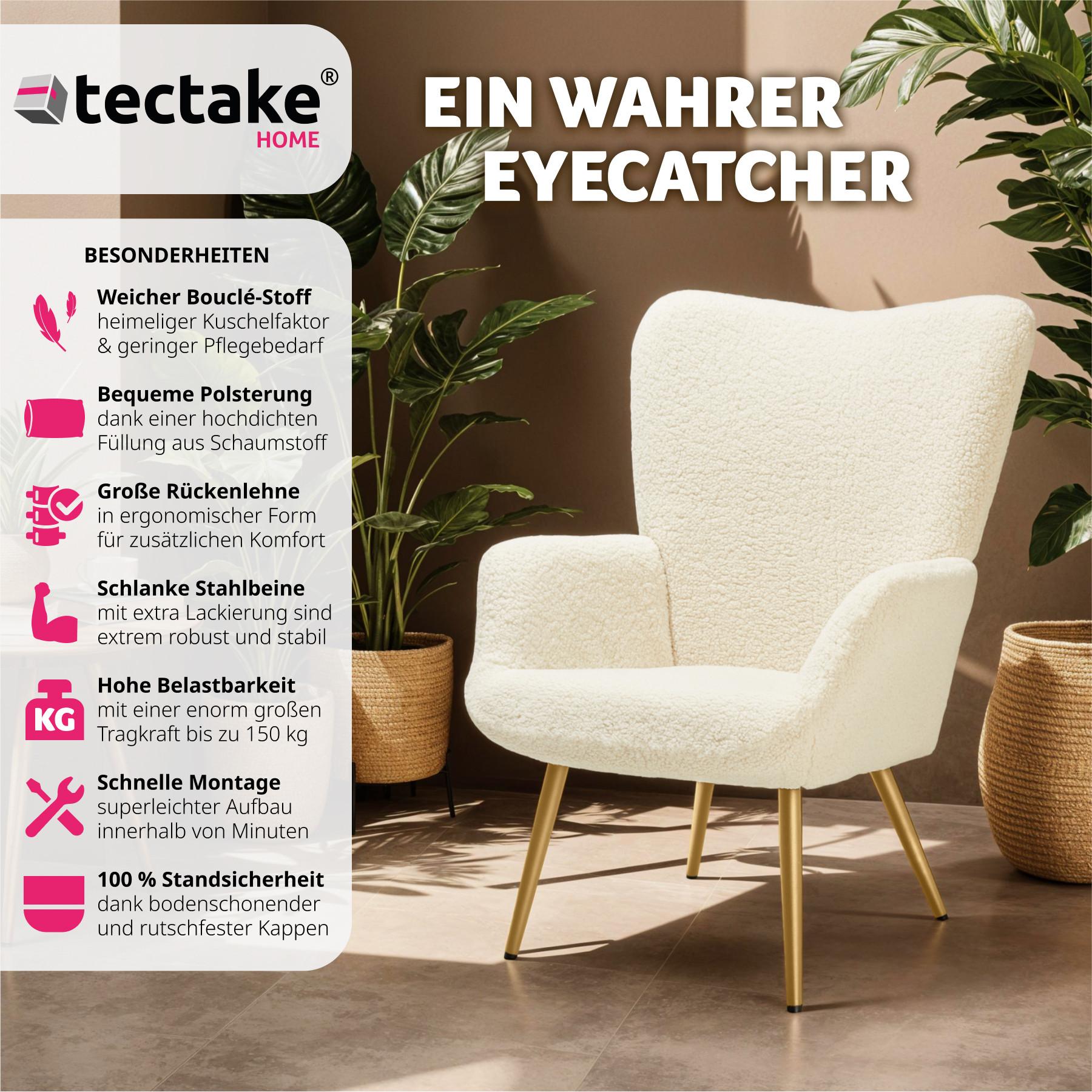 Tectake Sessel Hygge gepolstert, ergonomisch, Belastbarkeit 150 kg  