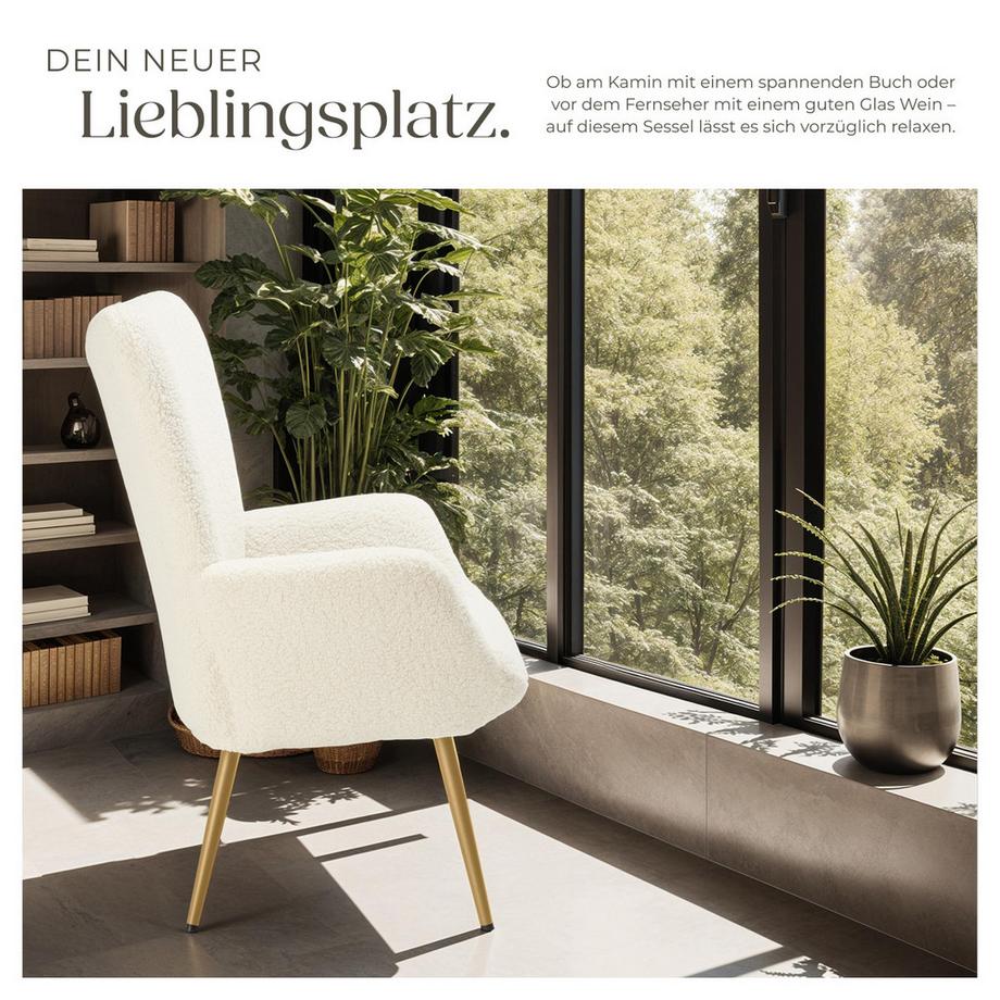 Tectake Sessel Hygge gepolstert Armlehnen und ergonomische Rückenlehne  