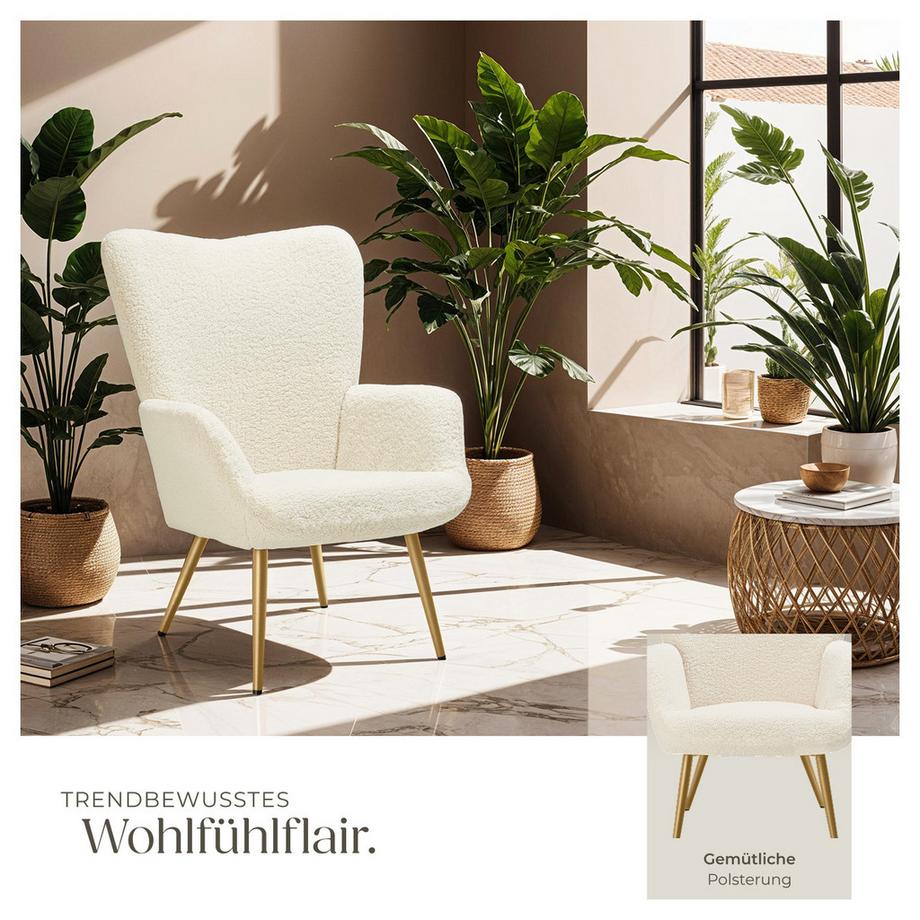 Tectake Sessel Hygge gepolstert Armlehnen und ergonomische Rückenlehne  