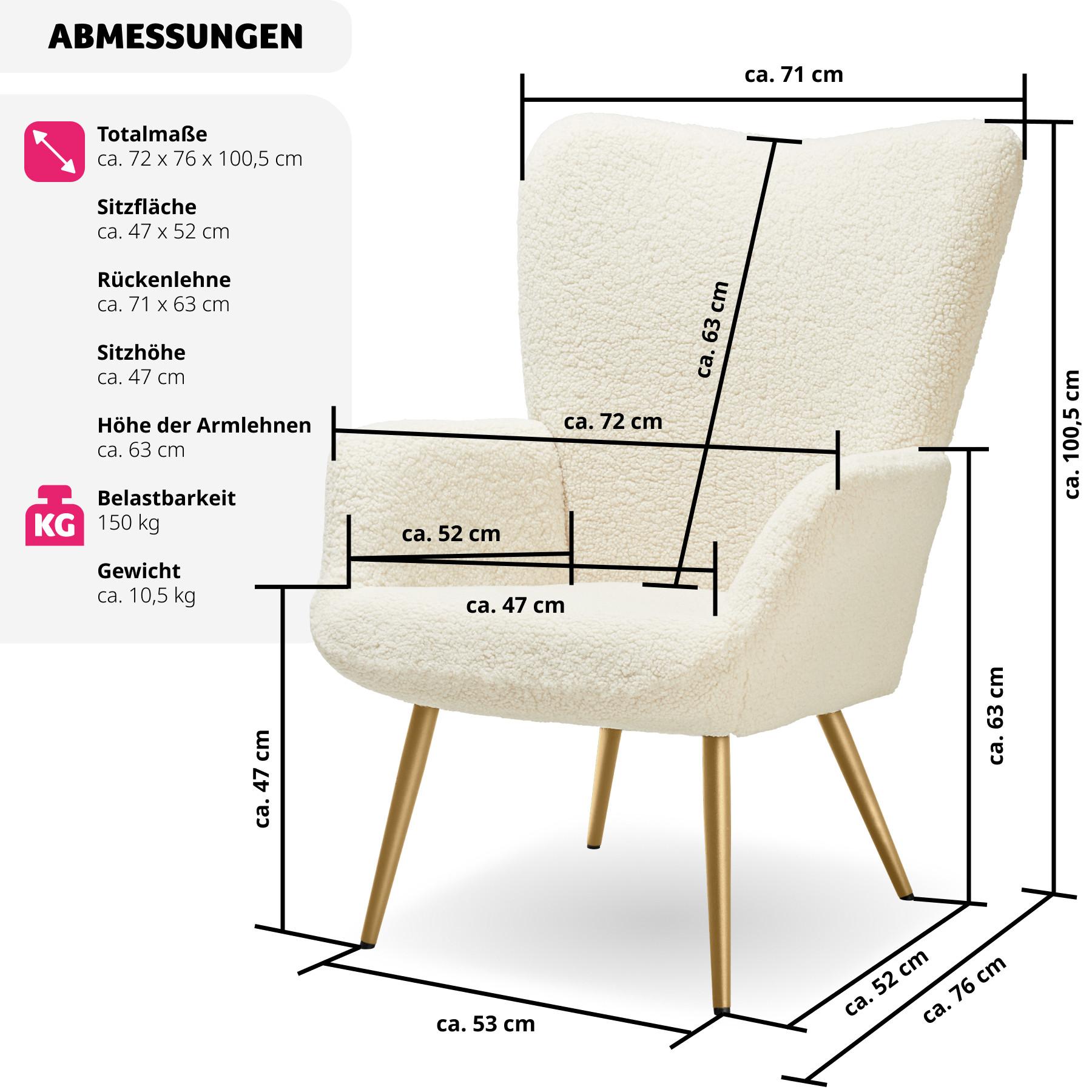 Tectake Sessel Hygge gepolstert, ergonomisch, Belastbarkeit 150 kg  