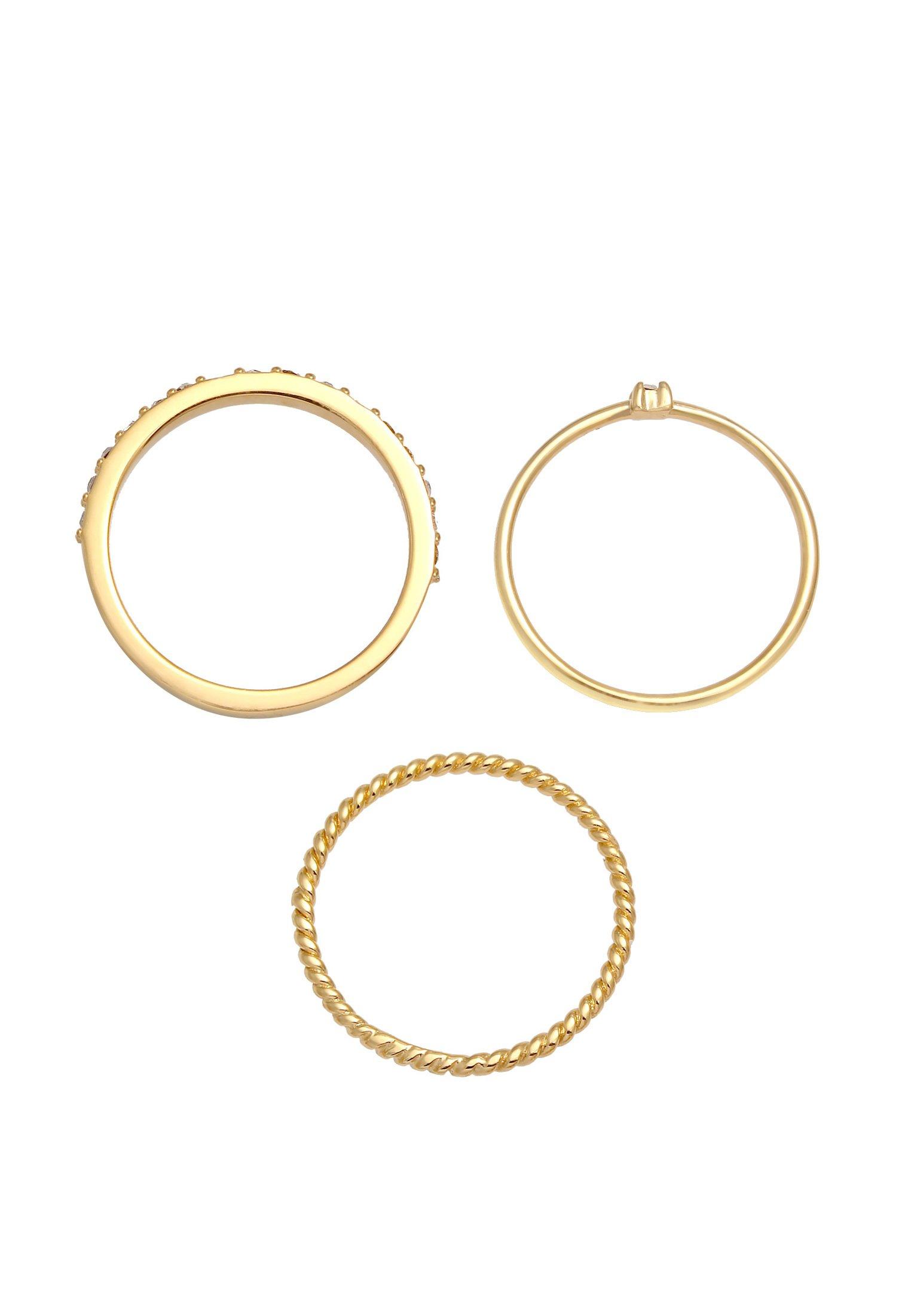 Elli  Ring Multi-Color Emaille Kristall 3Er Set 