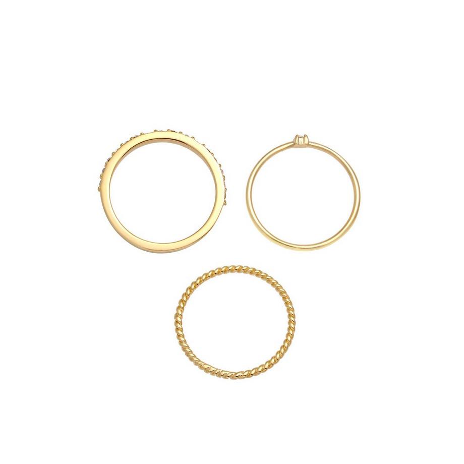 Elli  Ring Multi-Color Emaille Kristall 3Er Set 